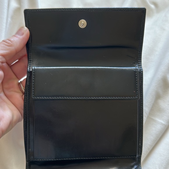 PRADA black leather patent wallet 5x4.5 inch Authentic Vintage clean & pristine - Picture 8 of 9